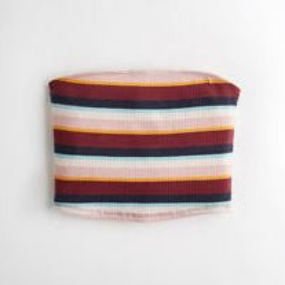 Hollister Ribbed Striped Ultra Crop Multicolor Tube Top Size Small 90s Y2K